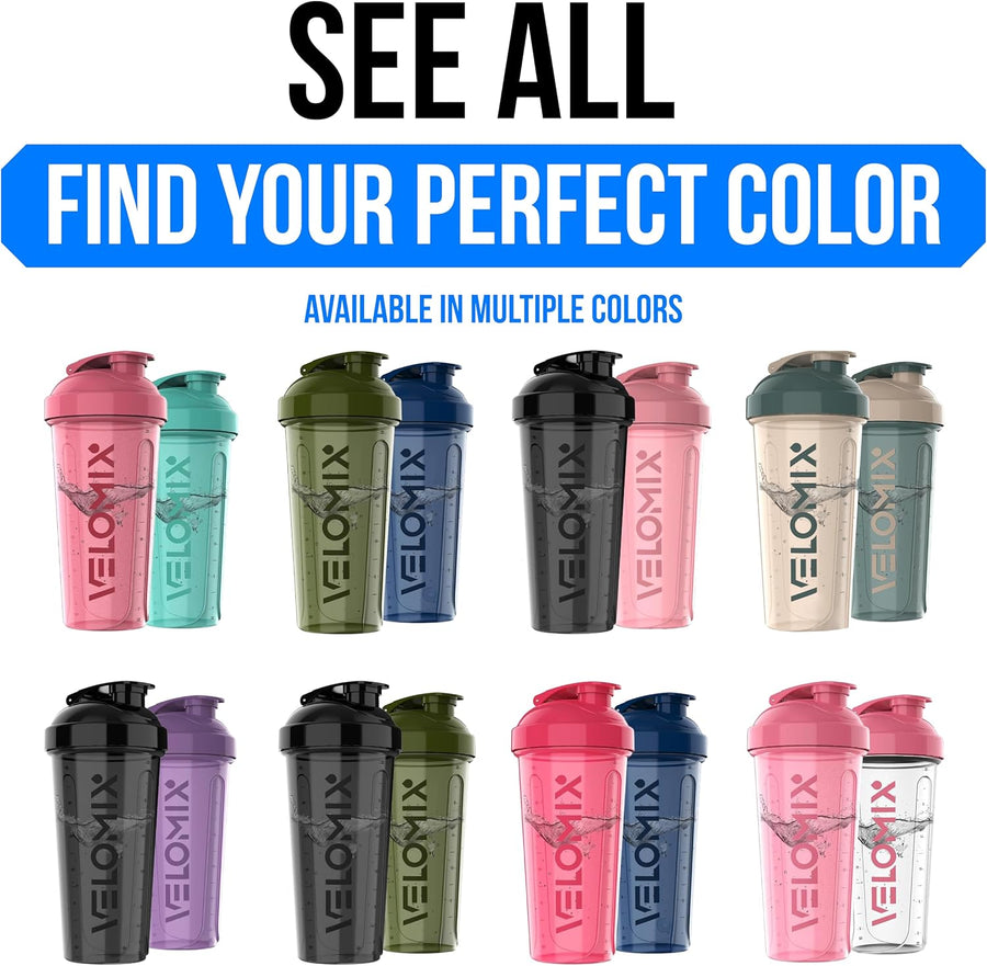 Velomix 28oz Protein Shaker Bottles - 2 Pack, Leak-Proof