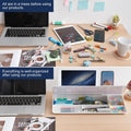 TSJ OFFICE Small Desktop Whiteboard -Glass Dry Erase Board Computer Keyboard Stand White Board Surface Pad with Drawer, Desk Organizers with Accessories for Office, Home, School Supplies