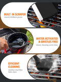 MEKER Grill Brush Bristle Free, Grill Cleaner Brush with 5 BBQ Replacement Head for Cast Iron, Stainless Steel Grates, Safe Grill Scraper Outdoor BBQ Grill, Black
