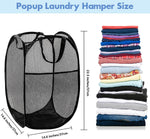 DUCOO Pop Up Hamper, 1 PCS Mesh Pop Up Laundry Hamper, Foldable Mesh Laundry Basket with Space-Saving Design for Home, Dorm, Travel & Storage - Black