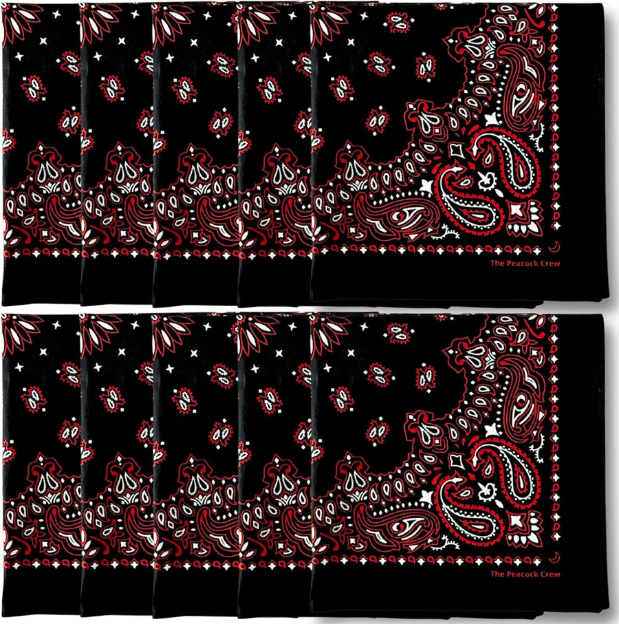 The Peacock Crew Premium Soft Cotton Bandanas Pack for Men and Women Paisley 22 x 22 inches