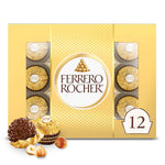 Ferrero Rocher Gourmet Hazelnut Milk Chocolate Gift Box, 12 Individually Wrapped Chocolates, 5.3 oz