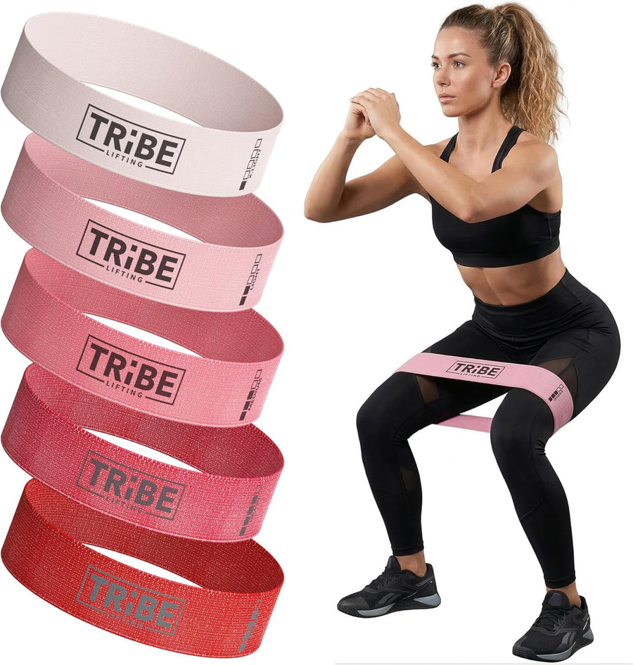 Tribe Lifting Fabric Resistance Bands - 5 Workout Bands for Legs & Glutes