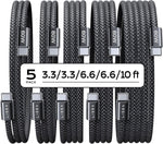 LISEN USB C to USB C Cable, 5-Pack [3.3/3.3/6.6/6.6/10FT] for iPhone 17 Charger Cord, 60W C to C Cable Fast Charging for iPad, iPhone 17 Air 16 15 Pro Max, Samsung Z Flip 7/S25/S24 USBC to USBC Cable