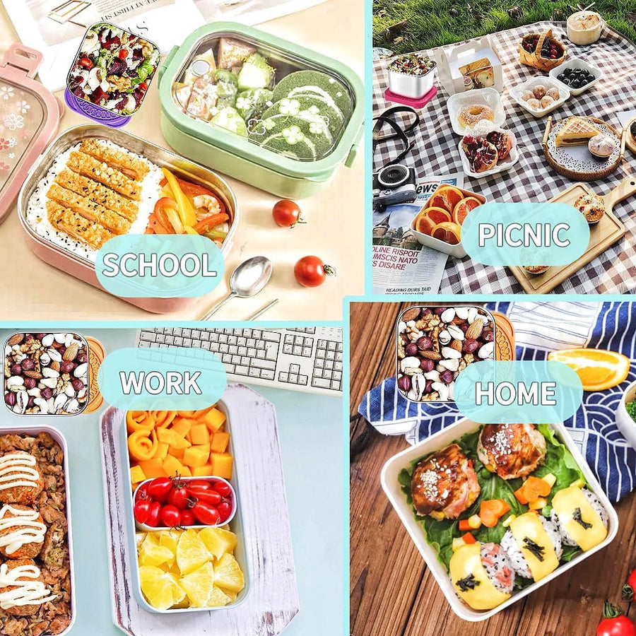 6Pack 6oz Stainless Steel Snack Containers for Kids, Easy Open Leak Proof Metal Toddler Snack Containers with Silicone Lids, Stackable Metal Toddler Lunch Box for Daycare, School and Travel