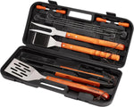 Cuisinart 13-Piece Wooden Handle Grill Tools Set, Grill Utensils Set BBQ Accessories, Durable Stainless Steel Spatula, Tongs, Cleaning Brush & More, Compact Case, Grilling Gifts for Men, CGS-W13