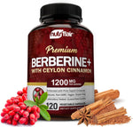 NutriFlair Premium Berberine HCL 1200mg, 120 Capsules - Plus Pure True Ceylon Cinnamon, Berberine HCI Root Supplements Pills - Immune System - Made in USA