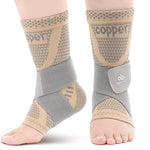 INDEEMAX Ankle Brace for Women & Men, Ankle Compression Sleeve Support Copper Infused Ankle Brace for Sprained Ankle, Plantar Fasciitis Sports, Achilles Tendonitis Pain Relief, Copper Black, M