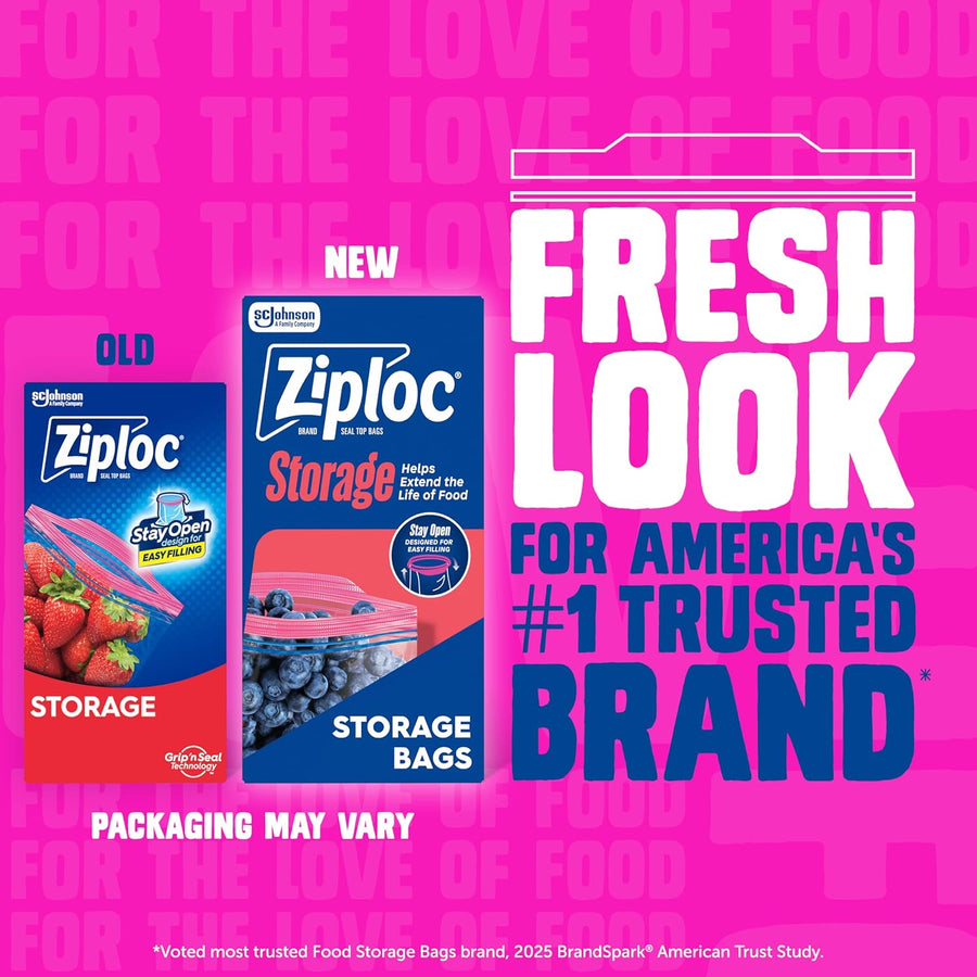 Ziploc Gallon Food Storage Slider Bags, Power Shield Technology for More Durability, 104 Bags Total