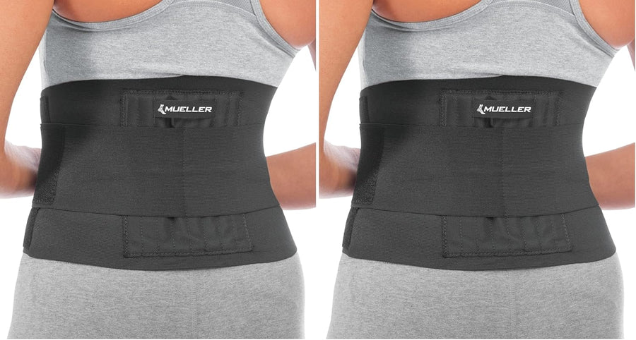 MUELLER Sports Medicine Adjustable Back Brace, Ideal for Upper and Lower Back Pain, Relief & Support for Men and Women, Strains, Sciatica, Scoliosis, Black