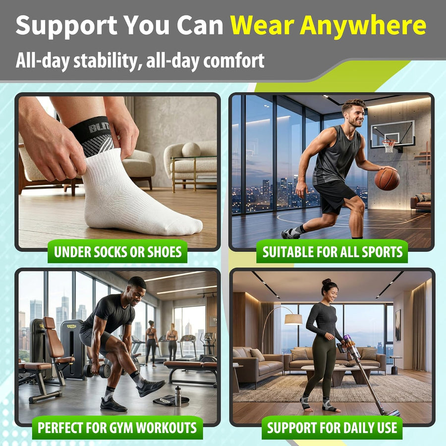 Compression Socks for Plantar Fasciitis and Ankle Pain Relief Black L-XL