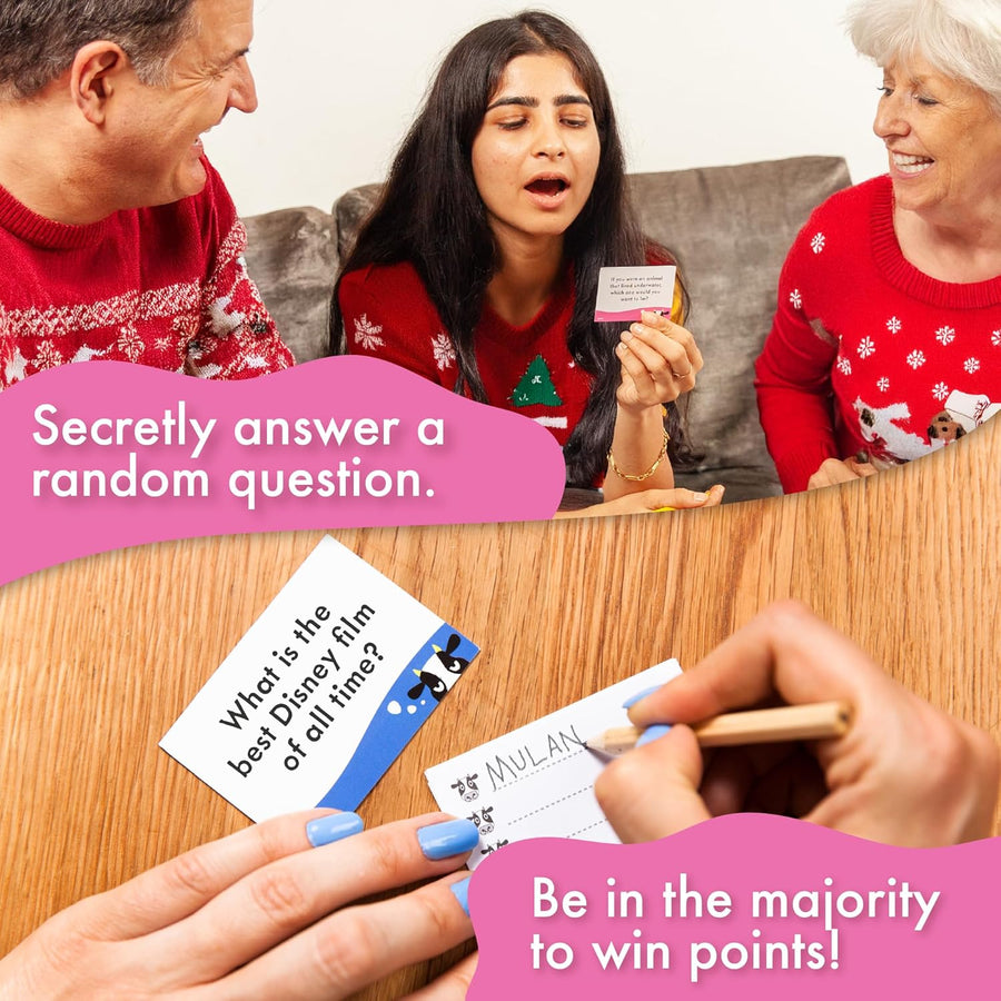 Herd Mentality: Udderly Funny Family Board Game | Easy & Fun for Big Groups of 4-20 Players | Includes 20 Extra Exclusive Questions