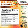 Turmeric Curcumin Supplement - 95% Curcuminoids with Organic Turmeric & Ginger, BioPerine Black Pepper Extract for Best Absorption, Natural Vegan Joint Support, Non-GMO, Bottled in USA - 240 Capsules