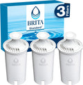 Brita Standard Water Filter for Pitchers and Dispensers, BPA-Free, Reduces Copper, Cadmium and Mercury Impurities, Lasts Two Months or 40 Gallons, Includes 3 Filters for Pitchers