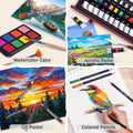 Color More 175 Piece Deluxe Art Set with 2 Drawing Pads, Acrylic Paints, Crayons, Colored Pencils, Paint Set in Wooden Case, Professional Art Kit, Art Supplies for Adults, Teens and Artist, WoodMuse Plus