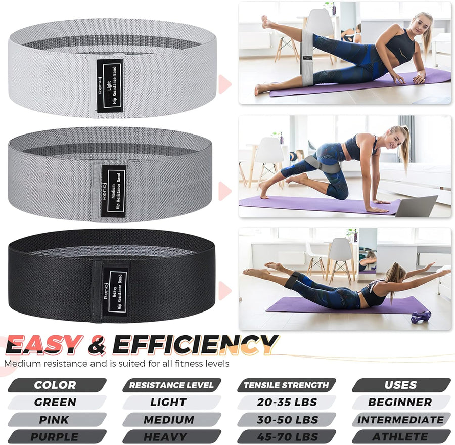 Renoj Resistance Bands for Workout: 3-Set Exercise Bands for Pilates, Yoga, Home Gym