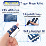 RonJea 4 Pcs Upgraded Trigger Finger Splint: Trigger Finger Brace Support with 3 Adjustable Fixing Belt, Finger Straightener for Middle/Ring/Index/Pinky/Thumb, Fits for Broken/Straightening/Arthritis