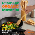 Riveira Bamboo Cooking Spoons 6-Piece – Wooden Cooking Utensils Set with Wooden Spoons for Cooking & Spatulas Wooden Utensil Sets – Premium Kitchen Utensils Set – Durable First Apartment Essentials