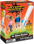Stomp Rocket Jr Glow Rocket Launcher for Kids - 4 Glow-in-The-Dark Rockets - Outdoor Fun Toy Gift for Boys & Girls - STEM Soft Foam Blaster Set Soars Up to 100 Feet - Ages 3 & Up