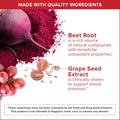 Qunol Blood Pressure Support, 3 in 1 Beets + CoQ10 + Grape Seed Extract, Beet Root Capsules that Supports Healthy Blood Circulation & Heart Healthy Energy, 60 Count (Pack of 1)