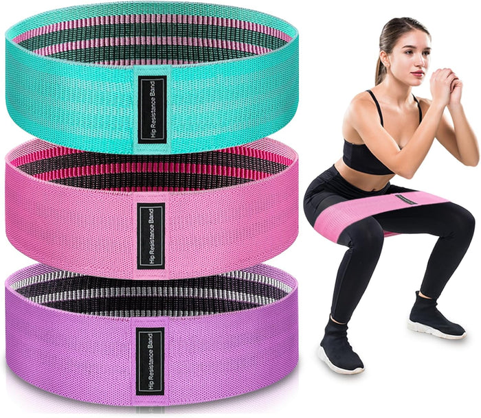 Fabric Resistance Bands, 3 Levels for Workout, Leg Strength Training, Rehab, Yoga