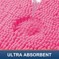 Smiry Luxury Chenille Bathroom Rugs 30x20, Extra Soft and Absorbent Shaggy Bath Mat, Machine Washable, Non-Slip Plush Carpet Runner for Tub, Shower, and Floor, Home Decor Accessories, Hot Pink