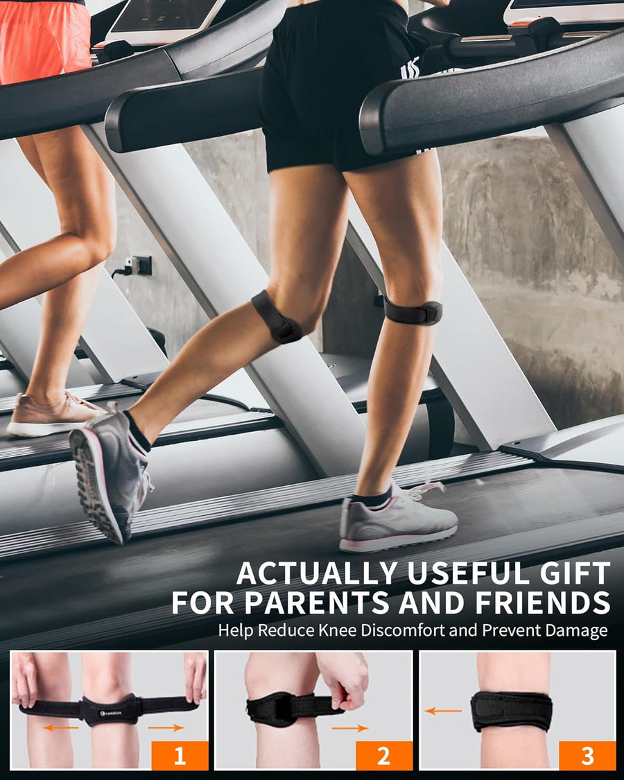CAMBIVO Patellar Tendon Knee Straps 2 Pack with Extra Straps, Knee Brace for Women & Men, Patella Bands for Pain Relief, Osgood Schlatter, Runner's Knee, Jumper's Knee, Running, Basketball, Hiking