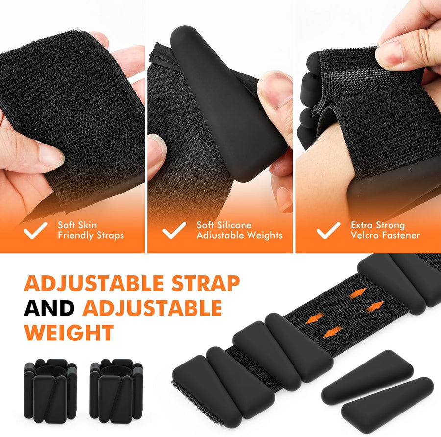 Adjustable Wrist & Ankle Weights for Home Workout, Running, Yoga, Strength Training