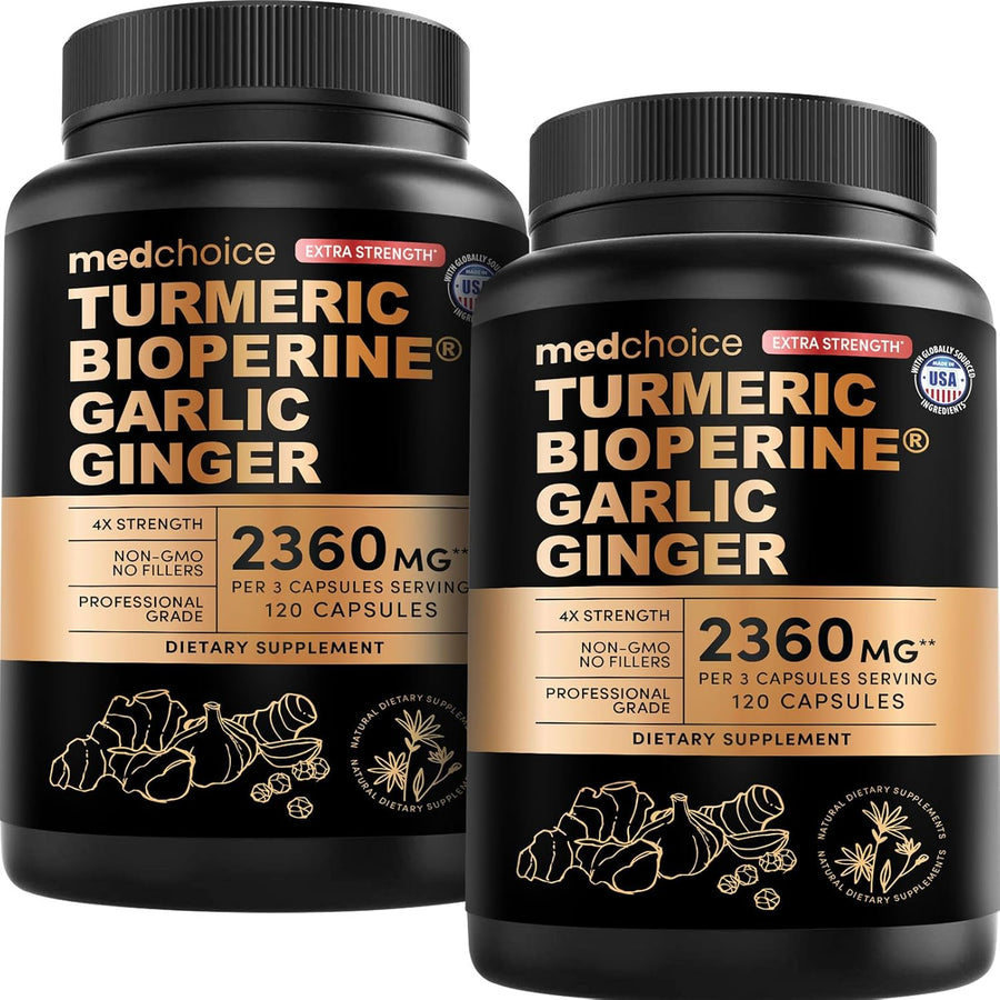 4-in-1 Turmeric Joint Support Supplements with Garlic and BioPerine - 2360 mg High Potency Herbal Blend for Mobility, Everyday Flexibility, Digestive Comfort, and Active Aging Support (120ct)