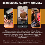 Saw Palmetto Supplement with Stinging Nettle and Pumpkin Seed Extract - Advanced 3X Formula - DHT Blocker Urinary Health and Prostate Support for Mens Health - Vegan, Non-GMO Capsules - 2 Month Supply