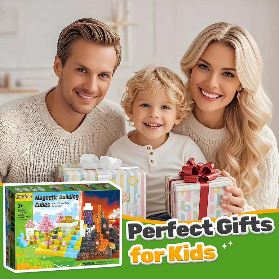 Magnetic Blocks - Build Mine Magnet World Magic Portal Set, Magnetic Tiles Building Blocks Toddler Toy STEM Sensory Outdoor Toys for 3+ Year Old Boys & Girls, Creative Kids Games Kids Toys 84PCS