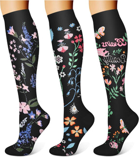 WITHYOU 3 Pairs Compression Socks 15-20 mmHg for Women and Men