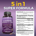 Viva Naturals Elderberry with Vitamin C and Zinc for Adults - 5 in 1 Sambucus Black Elderberry Capsules with Vitamin D3 5000 IU Immunity Supplement, Sambucus Elderberry Immune Support Supplement