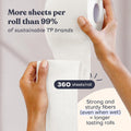 Betterway Bamboo Toilet Paper 3 Ply - Sustainable Toilet Tissue - 12 Double Rolls & 360 Sheets Per Roll - Septic Safe - Organic, Plastic Free - FSC Certified