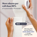 Betterway Bamboo Toilet Paper 3 Ply - Sustainable Toilet Tissue - 12 Double Rolls & 360 Sheets Per Roll - Septic Safe - Organic, Plastic Free - FSC Certified