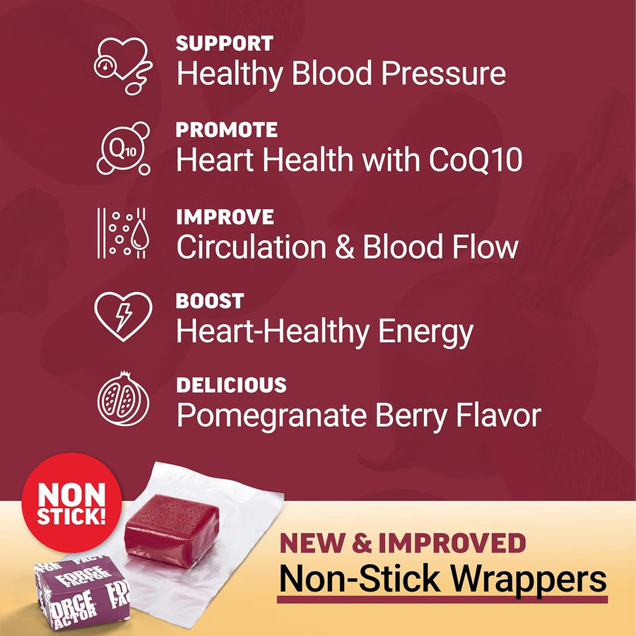 Force Factor Total Beets Heart Health Chews with Beetroot Powder, CoQ10, and B Vitamins