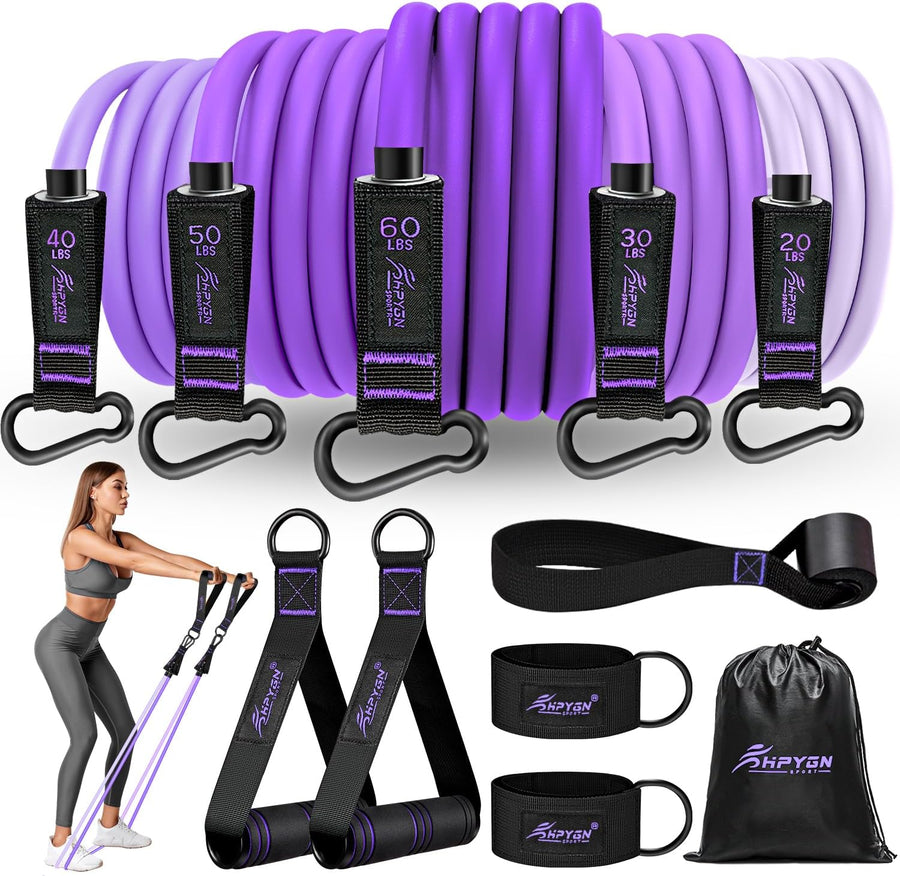 HPYGN Resistance Bands Set with Handles for Full Body Workout, Physical Therapy, Yoga