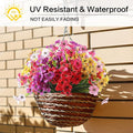 24 Bundles Artificial Flowers for Outdoor,No Fade Fake Plastic Flowers Faux Plants for Decoration Hanging Planters Indoor Outside Garden Porch Window Box Home Wedding Farmhouse