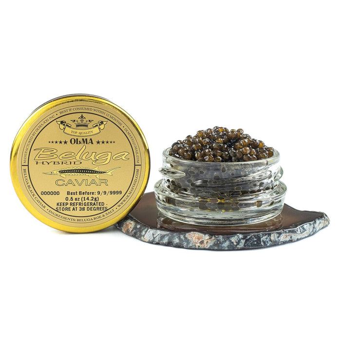 OVERNIGHT SHIPPING - OLMA Beluga Hybrid Black Caviar - Rated Top Caviar in the World - 0.5 oz / 14 g