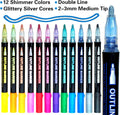 Stocking Stuffers Teen Girls: 12 Glitter Markers Christmas Gifts Teens Outline Glitter Pens Shimmer,Tween Teen Girl Gifts Trendy Stuff,Art Supplies Kids 6-8 9-12 10-12,Arts Crafts Kids Ages 8-12 Cute