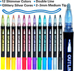 Stocking Stuffers Teen Girls: 12 Glitter Markers Christmas Gifts Teens Outline Glitter Pens Shimmer,Tween Teen Girl Gifts Trendy Stuff,Art Supplies Kids 6-8 9-12 10-12,Arts Crafts Kids Ages 8-12 Cute