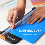 Evteck Paper Cutter 12 Inch Paper Trimmer Slider Crafting Scrapbooking Supplies for A4 Vinyl Photo Cardstock with Security Blade and Foldable Ruler