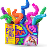 Nutty Toys Pop Tubes - Large 8-Pack Sensory Toys - Creative STEM Learning for Kids and Toddlers - Connect & Pop! Top ADHD Autism Fidget 2025, Best Boy & Girl Stocking Stuffers Gifts Idea