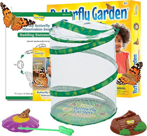 Insect Lore Butterfly Garden Kit with Live Caterpillars – Grow 10 Painted Lady Butterflies - STEM Learning Activity, Habitat with Journal, Stickers, Seeds & Figurines - As Seen on TV