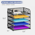5 Tier Paper Organizer with Handle, Metal Mesh Desk Organizer File Folder Paper Letter Tray Desktop Document Sorter for Classroom, School, Office Accessories Organization and Storage - Black