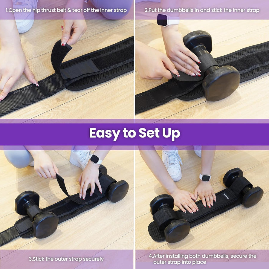 Balency Hip Thrust Belt for Gym Workouts - Non-Slip Padding, Foldable Design