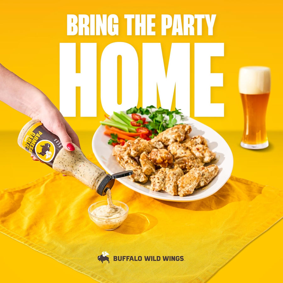 Buffalo Wild Wings Parmesan Garlic Sauce, 12 fl. oz., Perfect Dipping Sauce, Chicken Marinade, Chicken Parmesan Topping and Wing Seasoning, Made with Italian Herbs