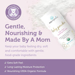 Era Organics Talc-Free Organic Baby Powder - USDA Organic Dusting Powder with Arrowroot, Calendula and Cornstarch for Newborns, Babies or Toddlers - Soothing, Fragrance Free, Made in USA (3oz/85g)