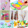 900 PCS Pom Poms, Multicolor Bulk Pom Poms Arts and Crafts, Soft and Fluffy Craft Pom Poms, Assorted Sizes Pompoms, for Arts and Craft Making Decorations