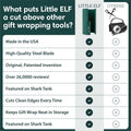 Little ELF Wrapping Paper Cutter (2-Pack) | As seen on Shark Tank | Made in USA | Green | Holiday Gift Wrap Paper Roll Holder and Cutter